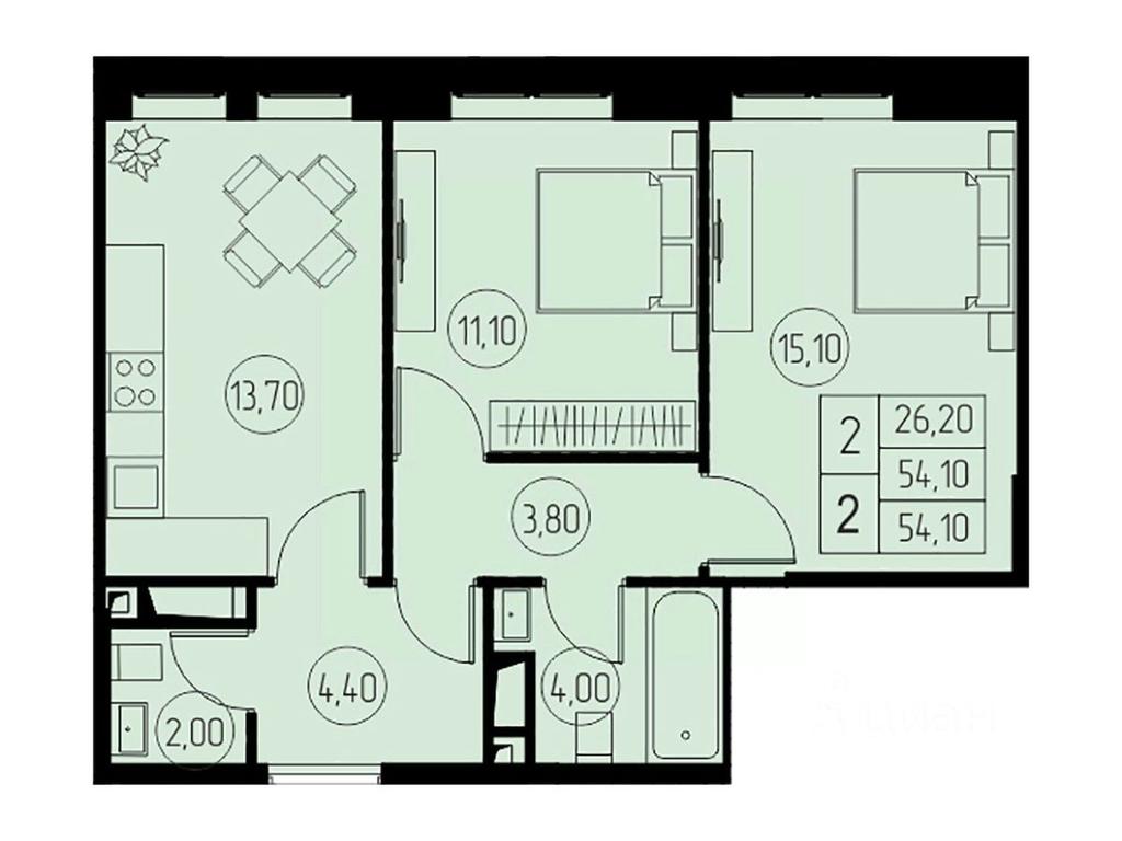 1-BD Apartment Sale, 54.1平方米 at 31 kvartal, Naberezhnaya ulitsa, Pushkino, Moscow Region, Russia #1 1-BD Apartment Sale, 54.1平方米 at 31 kvartal, Naberezhnaya ulitsa, Pushkino, Moscow Region, Russia #1