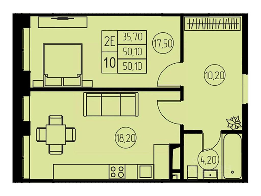1-BD Apartment Sale, 50.1平方米 at 31 kvartal, Naberezhnaya ulitsa, Pushkino, Moscow Region, Russia #1 1-BD Apartment Sale, 50.1平方米 at 31 kvartal, Naberezhnaya ulitsa, Pushkino, Moscow Region, Russia #1