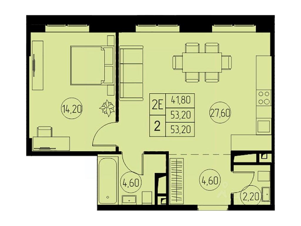 1-BD Apartment Sale, 53.2平方米 at 31 kvartal, Naberezhnaya ulitsa, Pushkino, Moscow Region, Russia #1 1-BD Apartment Sale, 53.2平方米 at 31 kvartal, Naberezhnaya ulitsa, Pushkino, Moscow Region, Russia #1