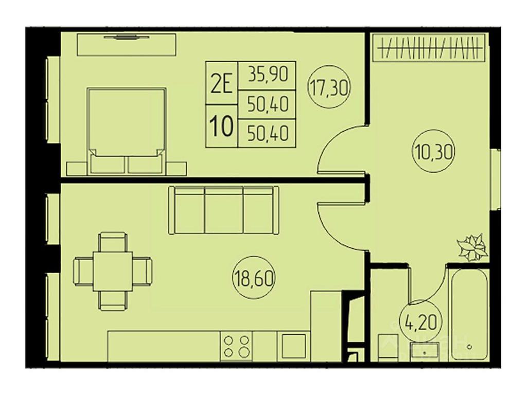 1-BD Apartment Sale, 50.4平方米 at 31 kvartal, Naberezhnaya ulitsa, Pushkino, Moscow Region, Russia #1 1-BD Apartment Sale, 50.4平方米 at 31 kvartal, Naberezhnaya ulitsa, Pushkino, Moscow Region, Russia #1