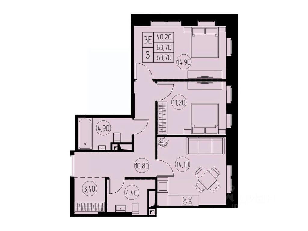 2-BD Apartment Sale, 63.7平方米 at 31 kvartal, Naberezhnaya ulitsa, Pushkino, Moscow Region, Russia #1 2-BD Apartment Sale, 63.7平方米 at 31 kvartal, Naberezhnaya ulitsa, Pushkino, Moscow Region, Russia #1