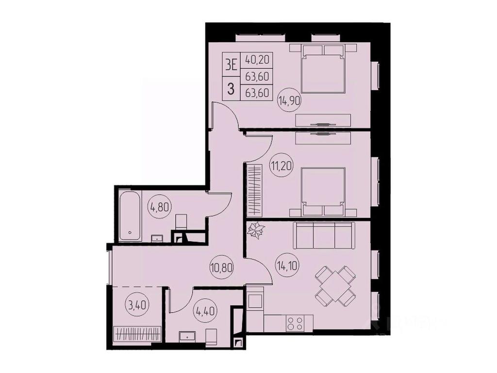 2-BD Apartment Sale, 63.6平方米 at 31 kvartal, Naberezhnaya ulitsa, Pushkino, Moscow Region, Russia #1 2-BD Apartment Sale, 63.6平方米 at 31 kvartal, Naberezhnaya ulitsa, Pushkino, Moscow Region, Russia #1