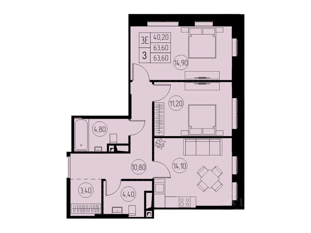 2-BD Apartment Sale, 63.6平方米 at 31 kvartal, Naberezhnaya ulitsa, Pushkino, Moscow Region, Russia #1 2-BD Apartment Sale, 63.6平方米 at 31 kvartal, Naberezhnaya ulitsa, Pushkino, Moscow Region, Russia #1