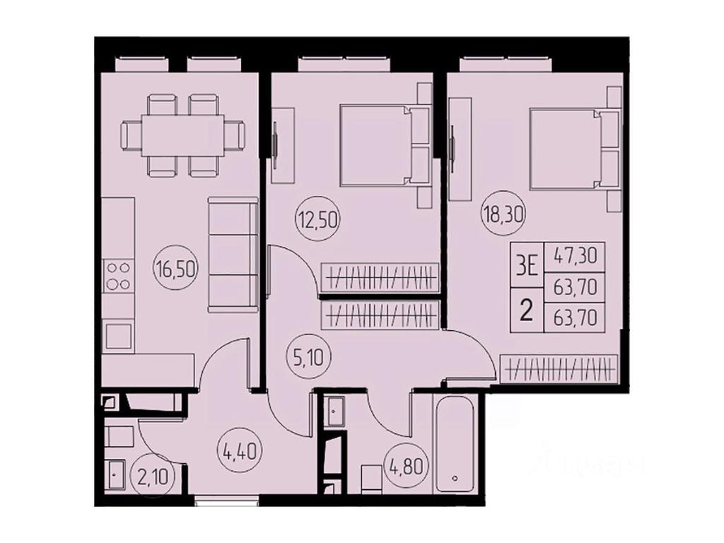 2-BD Apartment Sale, 63.7平方米 at 31 kvartal, Naberezhnaya ulitsa, Pushkino, Moscow Region, Russia #1 2-BD Apartment Sale, 63.7平方米 at 31 kvartal, Naberezhnaya ulitsa, Pushkino, Moscow Region, Russia #1