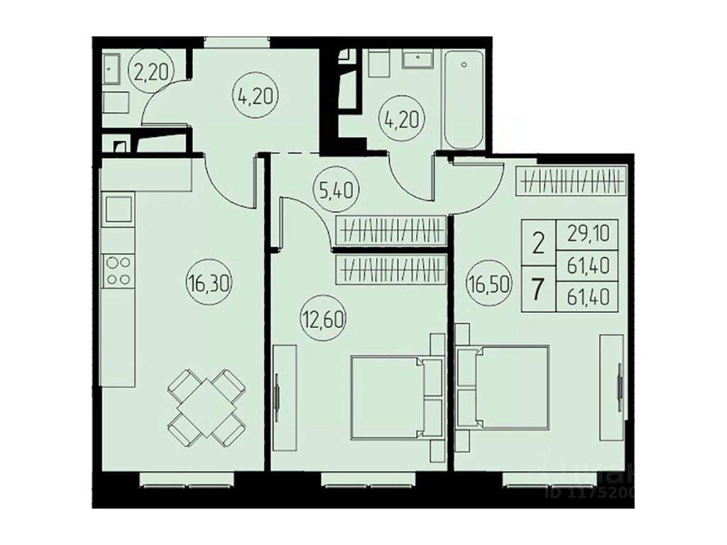 1-BD Apartment Sale, 61.4平方米 at 31 kvartal, Naberezhnaya ulitsa, Pushkino, Moscow Region, Russia #1 1-BD Apartment Sale, 61.4平方米 at 31 kvartal, Naberezhnaya ulitsa, Pushkino, Moscow Region, Russia #1