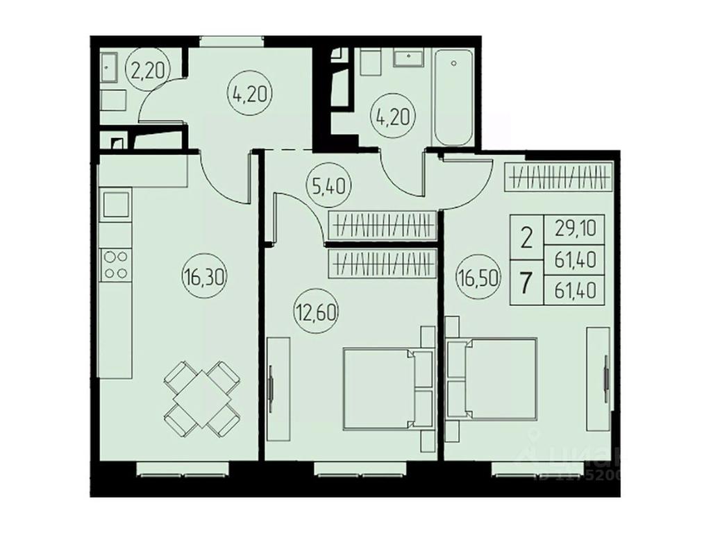 1-BD Apartment Sale, 61.4平方米 at 31 kvartal, Naberezhnaya ulitsa, Pushkino, Moscow Region, Russia #1 1-BD Apartment Sale, 61.4平方米 at 31 kvartal, Naberezhnaya ulitsa, Pushkino, Moscow Region, Russia #1