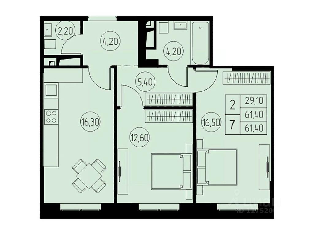 1-BD Apartment Sale, 61.4平方米 at 31 kvartal, Naberezhnaya ulitsa, Pushkino, Moscow Region, Russia #1 1-BD Apartment Sale, 61.4平方米 at 31 kvartal, Naberezhnaya ulitsa, Pushkino, Moscow Region, Russia #1