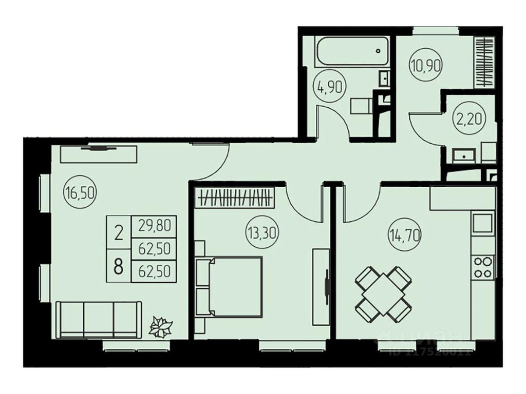 1-BD Apartment Sale, 62.5平方米 at 31 kvartal, Naberezhnaya ulitsa, Pushkino, Moscow Region, Russia #1 1-BD Apartment Sale, 62.5平方米 at 31 kvartal, Naberezhnaya ulitsa, Pushkino, Moscow Region, Russia #1