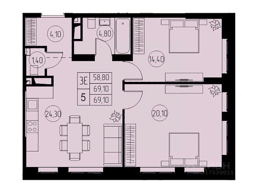 2-BD Apartment Sale, 69.1 sq. m. at 31 kvartal, Naberezhnaya ulitsa, Pushkino, Moscow Region, Russia #1 2-BD Apartment Sale, 69.1 sq. m. at 31 kvartal, Naberezhnaya ulitsa, Pushkino, Moscow Region, Russia #1