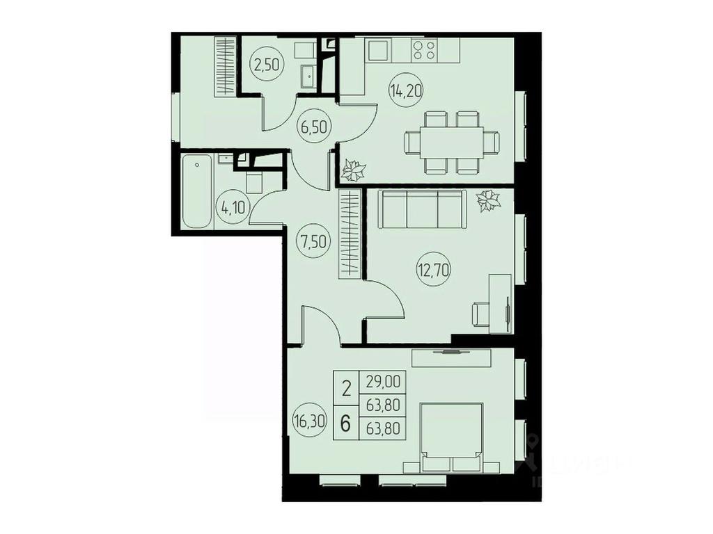 1-BD Apartment Sale, 63.8平方米 at 31 kvartal, Naberezhnaya ulitsa, Pushkino, Moscow Region, Russia #1 1-BD Apartment Sale, 63.8平方米 at 31 kvartal, Naberezhnaya ulitsa, Pushkino, Moscow Region, Russia #1