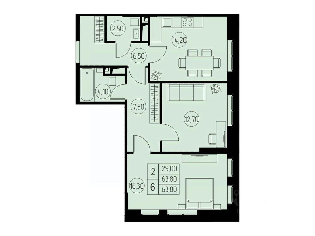 1-BD Apartment Sale, 63.8平方米 at 31 kvartal, Naberezhnaya ulitsa, Pushkino, Moscow Region, Russia #1 1-BD Apartment Sale, 63.8平方米 at 31 kvartal, Naberezhnaya ulitsa, Pushkino, Moscow Region, Russia #1