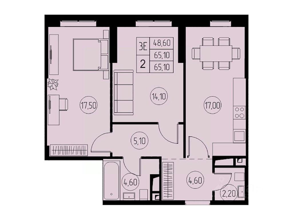 2-BD Apartment Sale, 65.1 sq. m. at 31 kvartal, Naberezhnaya ulitsa, Pushkino, Moscow Region, Russia #1