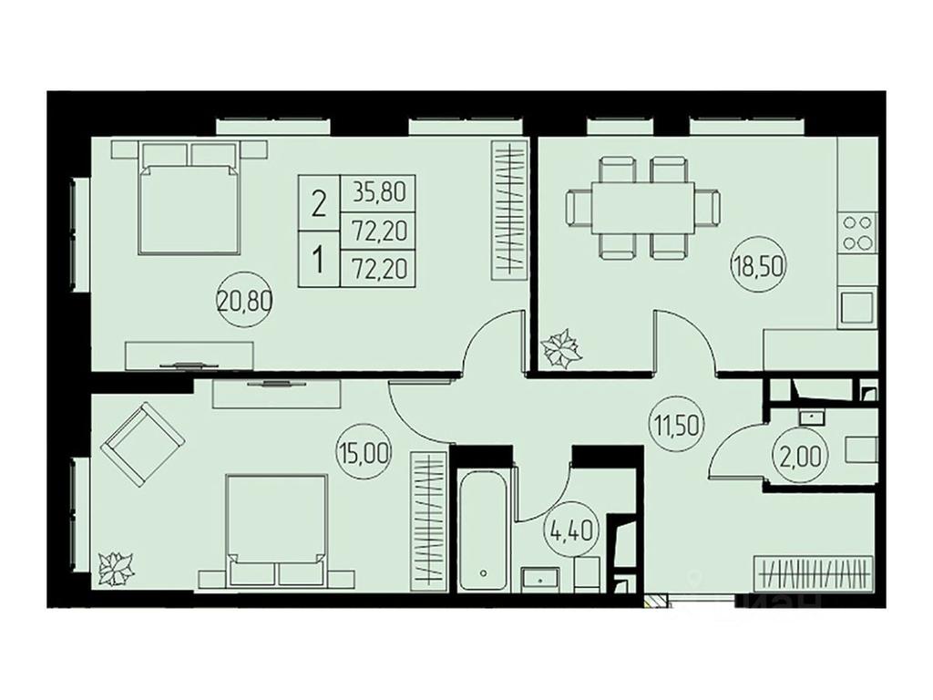 1-BD Apartment Sale, 72.2平方米 at 31 kvartal, Naberezhnaya ulitsa, Pushkino, Moscow Region, Russia #1 1-BD Apartment Sale, 72.2平方米 at 31 kvartal, Naberezhnaya ulitsa, Pushkino, Moscow Region, Russia #1