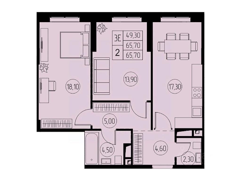 2-BD Apartment Sale, 65.7 sq. m. at 31 kvartal, Naberezhnaya ulitsa, Pushkino, Moscow Region, Russia #1