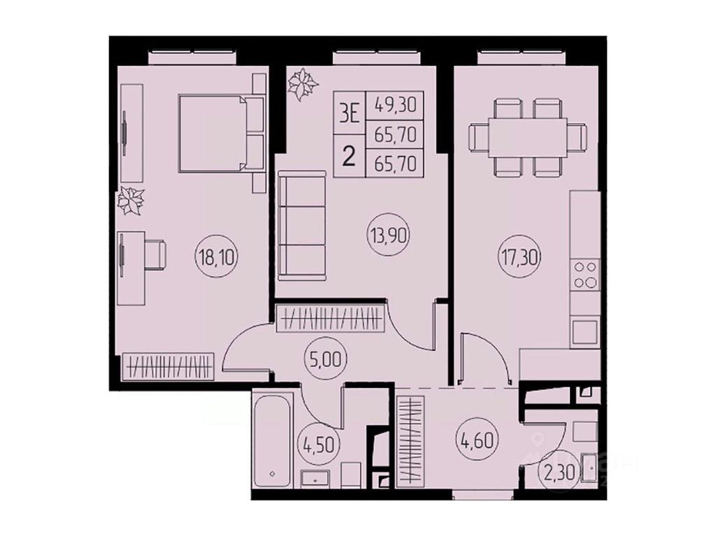 2-BD Apartment Sale, 65.7 sq. m. at 31 kvartal, Naberezhnaya ulitsa, Pushkino, Moscow Region, Russia #1