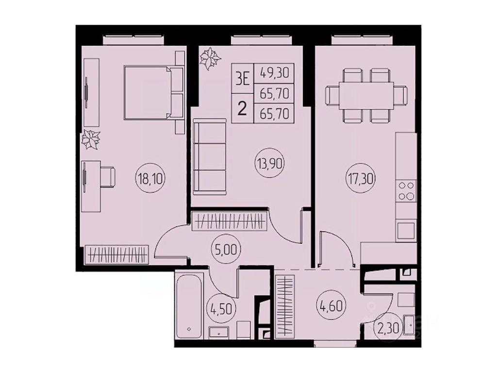 2-BD Apartment Sale, 65.7 sq. m. at 31 kvartal, Naberezhnaya ulitsa, Pushkino, Moscow Region, Russia #1