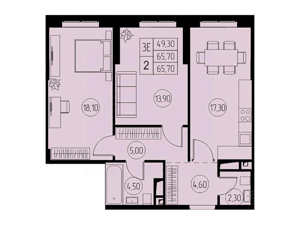 2-BD Apartment Sale, 65.7 sq. m. at 31 kvartal, Naberezhnaya ulitsa, Pushkino, Moscow Region, Russia #1
