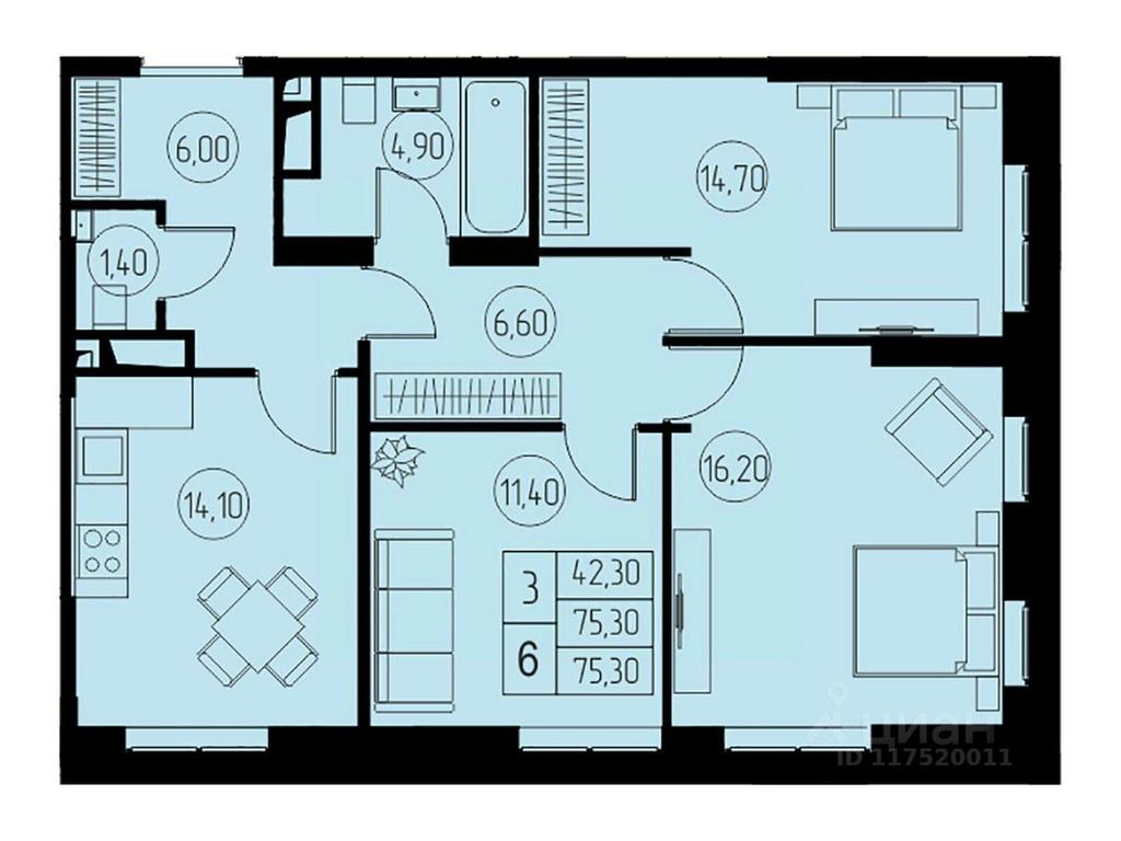 2-BD Apartment Sale, 75.3平方米 at 31 kvartal, Naberezhnaya ulitsa, Pushkino, Moscow Region, Russia #1 2-BD Apartment Sale, 75.3平方米 at 31 kvartal, Naberezhnaya ulitsa, Pushkino, Moscow Region, Russia #1