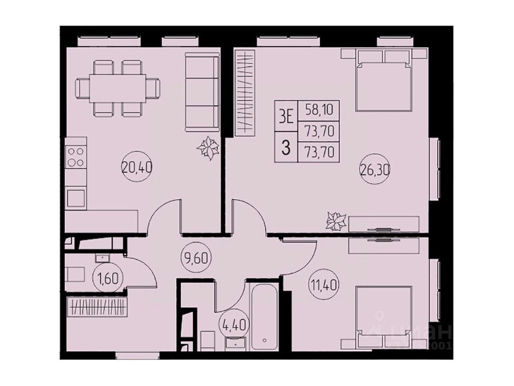 2-BD Apartment Sale, 73.7平方米 at 31 kvartal, Naberezhnaya ulitsa, Pushkino, Moscow Region, Russia #1 2-BD Apartment Sale, 73.7平方米 at 31 kvartal, Naberezhnaya ulitsa, Pushkino, Moscow Region, Russia #1