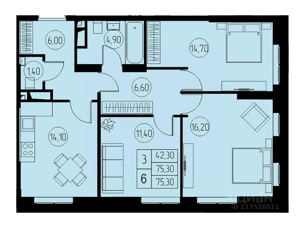 2-BD Apartment Sale, 75.3平方米 at 31 kvartal, Naberezhnaya ulitsa, Pushkino, Moscow Region, Russia #1 2-BD Apartment Sale, 75.3平方米 at 31 kvartal, Naberezhnaya ulitsa, Pushkino, Moscow Region, Russia #1