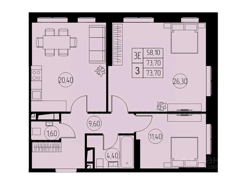 2-BD Apartment Sale, 73.7平方米 at 31 kvartal, Naberezhnaya ulitsa, Pushkino, Moscow Region, Russia #1 2-BD Apartment Sale, 73.7平方米 at 31 kvartal, Naberezhnaya ulitsa, Pushkino, Moscow Region, Russia #1