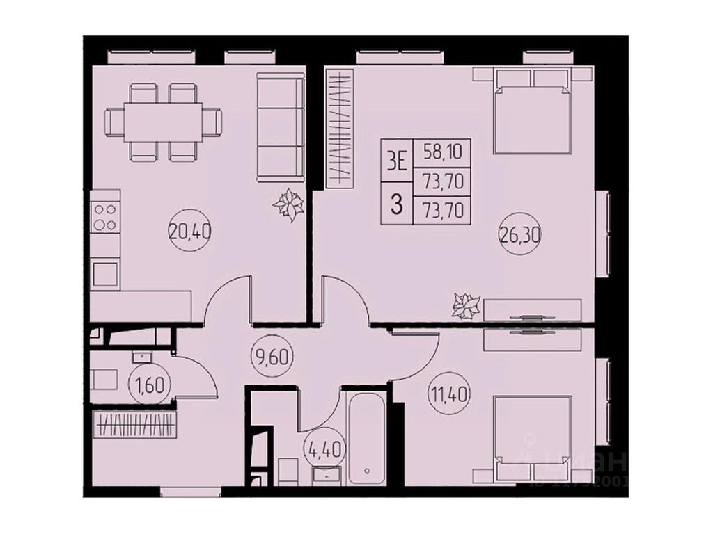 2-BD Apartment Sale, 73.7 sq. m. at 31 kvartal, Naberezhnaya ulitsa, Pushkino, Moscow Region, Russia #1 2-BD Apartment Sale, 73.7 sq. m. at 31 kvartal, Naberezhnaya ulitsa, Pushkino, Moscow Region, Russia #1
