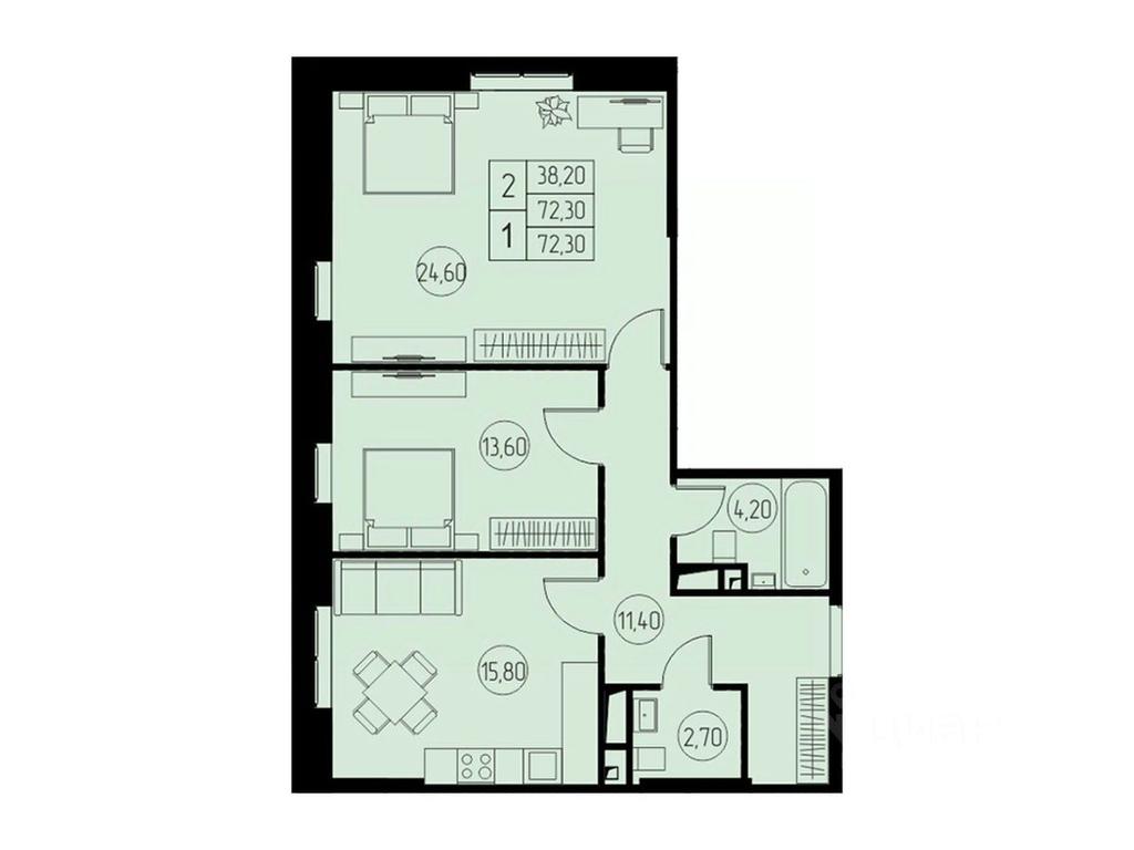 1-BD Apartment Sale, 72.3平方米 at 31 kvartal, Naberezhnaya ulitsa, Pushkino, Moscow Region, Russia #1 1-BD Apartment Sale, 72.3平方米 at 31 kvartal, Naberezhnaya ulitsa, Pushkino, Moscow Region, Russia #1