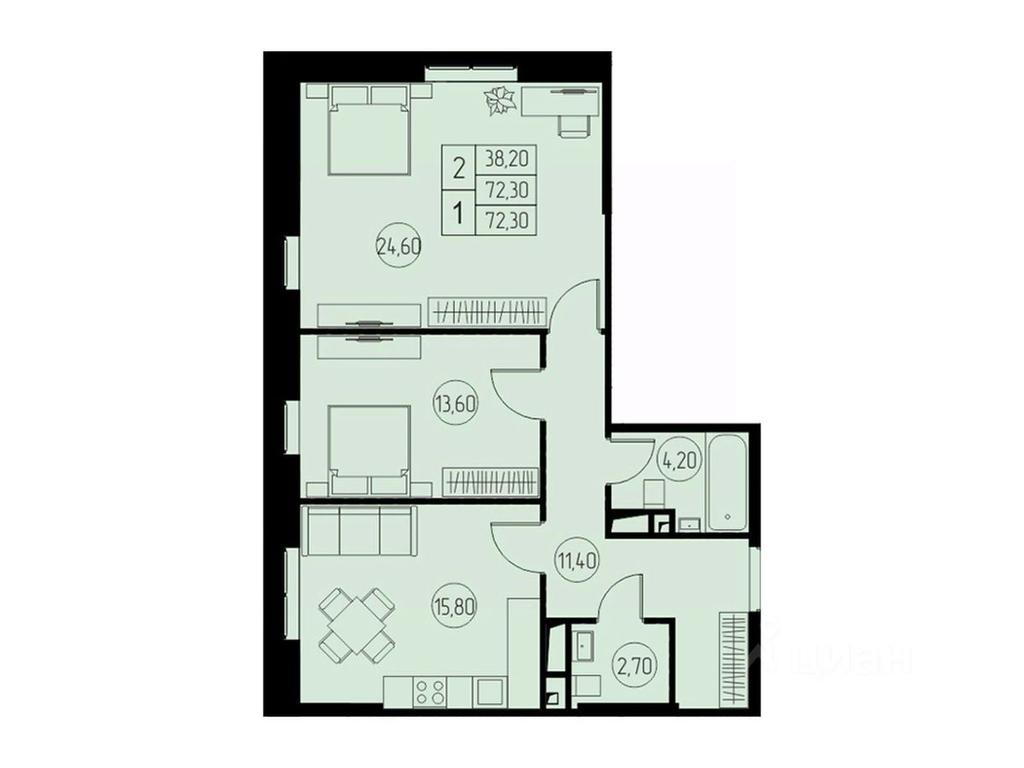 1-BD Apartment Sale, 72.3平方米 at 31 kvartal, Naberezhnaya ulitsa, Pushkino, Moscow Region, Russia #1 1-BD Apartment Sale, 72.3平方米 at 31 kvartal, Naberezhnaya ulitsa, Pushkino, Moscow Region, Russia #1