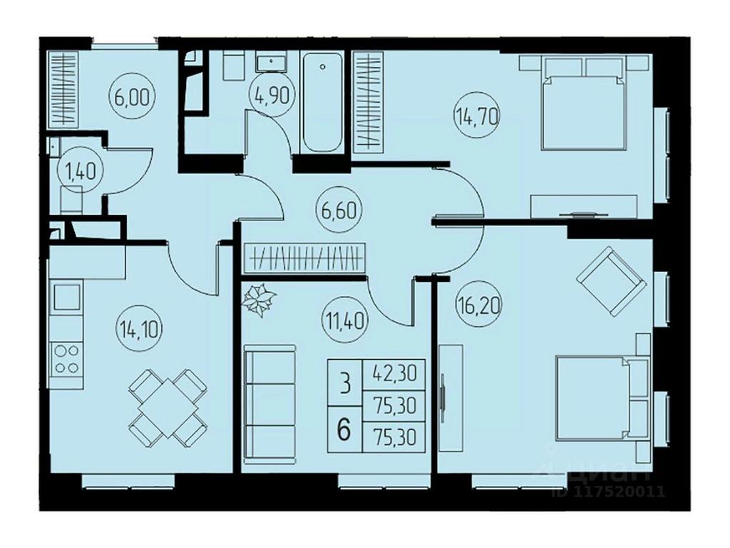 2-BD Apartment Sale, 75.3平方米 at 31 kvartal, Naberezhnaya ulitsa, Pushkino, Moscow Region, Russia #1 2-BD Apartment Sale, 75.3平方米 at 31 kvartal, Naberezhnaya ulitsa, Pushkino, Moscow Region, Russia #1