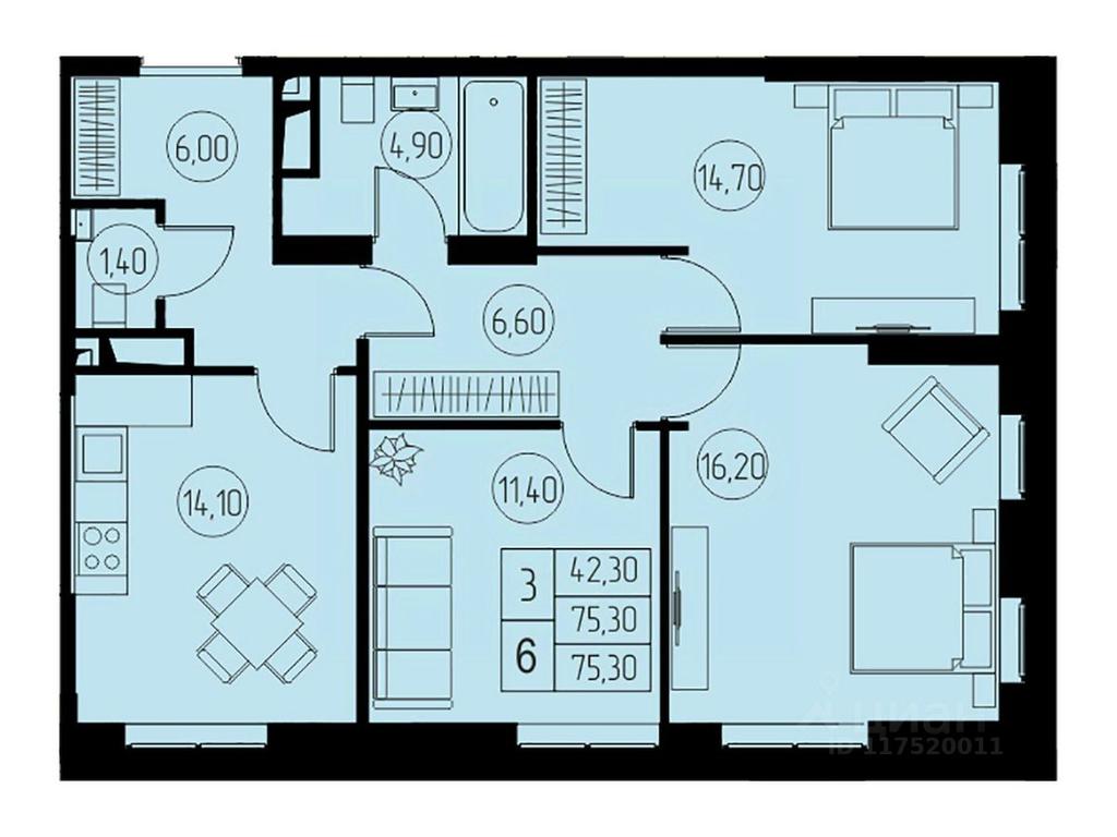 2-BD Apartment Sale, 75.3平方米 at 31 kvartal, Naberezhnaya ulitsa, Pushkino, Moscow Region, Russia #1 2-BD Apartment Sale, 75.3平方米 at 31 kvartal, Naberezhnaya ulitsa, Pushkino, Moscow Region, Russia #1