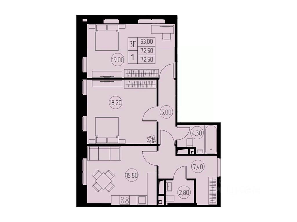 2-BD Apartment Sale, 72.5平方米 at 31 kvartal, Naberezhnaya ulitsa, Pushkino, Moscow Region, Russia #1