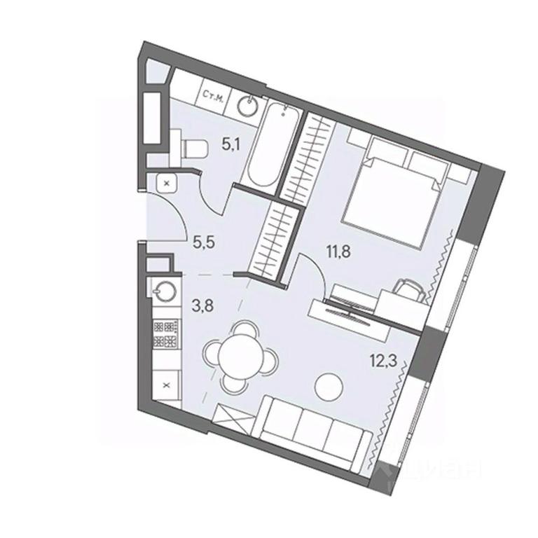 1-BD Apartment Sale, 38.5 sq. m. at Ново-Переделкино, Zapadniy Administrative District, Moscow, Russia #1 1-BD Apartment Sale, 38.5 sq. m. at Ново-Переделкино, Zapadniy Administrative District, Moscow, Russia #1