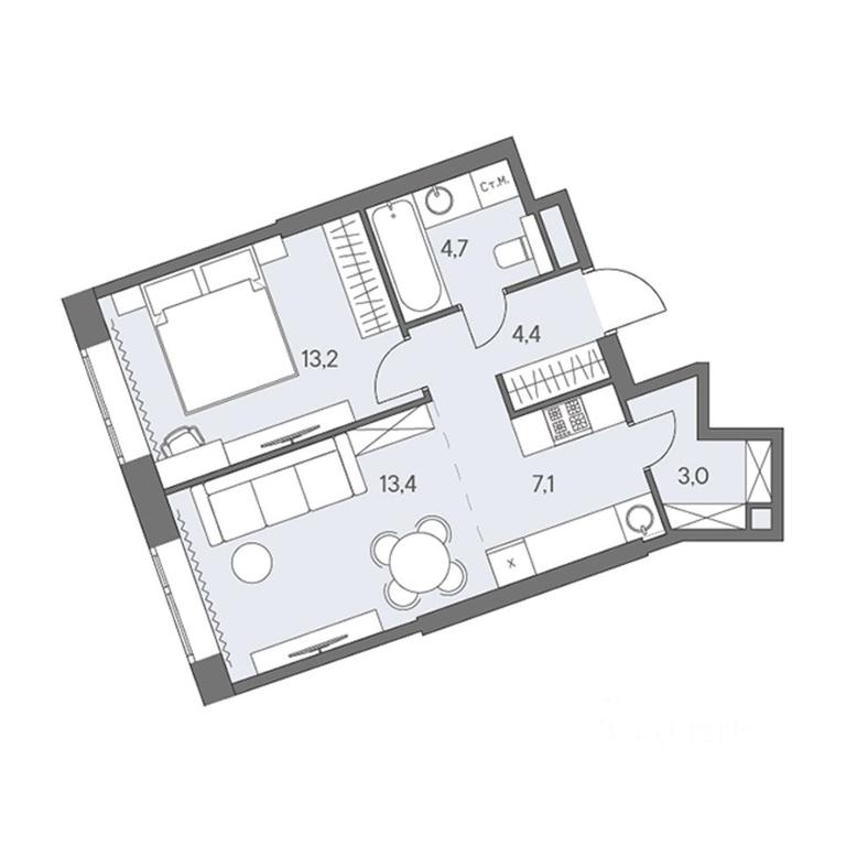 1-BD Apartment Sale, 45.8 sq. m. at Ново-Переделкино, Zapadniy Administrative District, Moscow, Russia #1