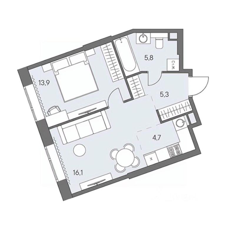 1-BD Apartment Sale, 45.8平方米 at Ново-Переделкино, Zapadniy Administrative District, Moscow, Russia #1 1-BD Apartment Sale, 45.8平方米 at Ново-Переделкино, Zapadniy Administrative District, Moscow, Russia #1