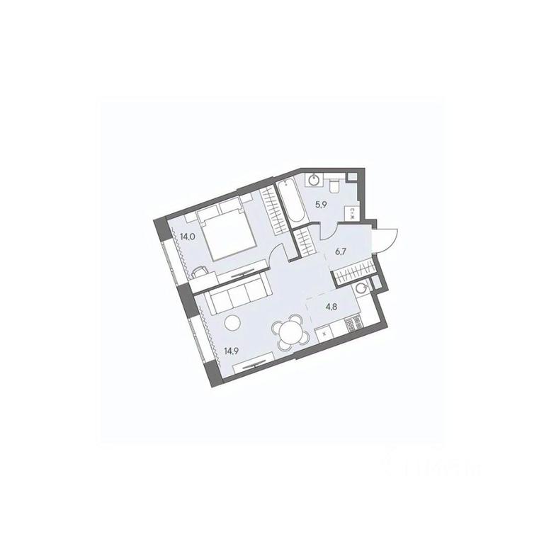 1-BD Apartment Sale, 46.3平方米 at Ново-Переделкино, Zapadniy Administrative District, Moscow, Russia #1 1-BD Apartment Sale, 46.3平方米 at Ново-Переделкино, Zapadniy Administrative District, Moscow, Russia #1