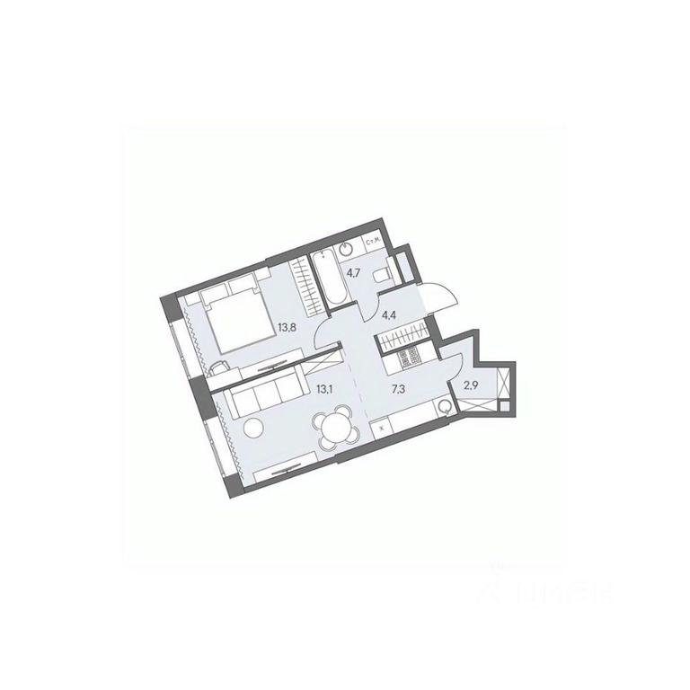 1-BD Apartment Sale, 46.2 sq. m. at Ново-Переделкино, Zapadniy Administrative District, Moscow, Russia #1