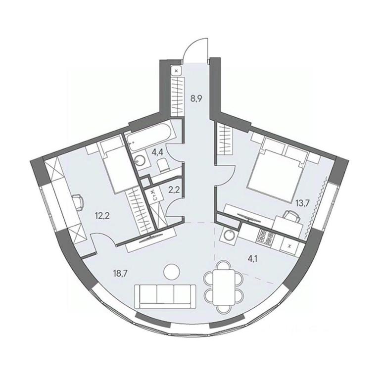 2-BD Apartment Sale, 64.2平方米 at Ново-Переделкино, Zapadniy Administrative District, Moscow, Russia #1
