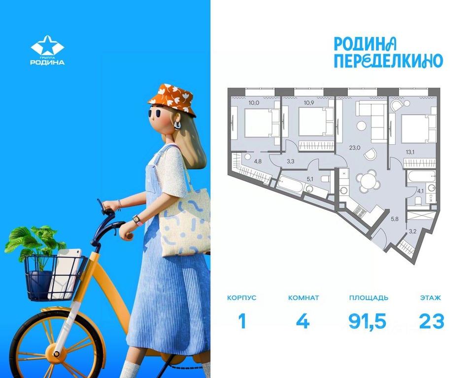 3-BD Apartment Sale, 91.5平方米 at Ново-Переделкино, Zapadniy Administrative District, Moscow, Russia #1