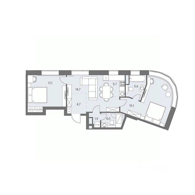 2-BD Apartment Sale, 72.8平方米 at Ново-Переделкино, Zapadniy Administrative District, Moscow, Russia #1