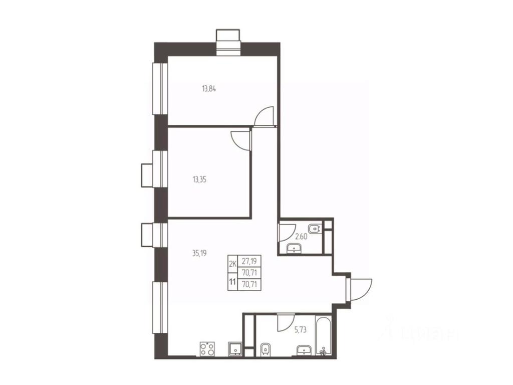 1-BD Apartment Sale, 70.7 sq. m. at Novaya Ivanteevka, Zavodskaya ulitsa, Ivanteyevka, Pshkinskiy Urban District, Moscow Region, Russia #1