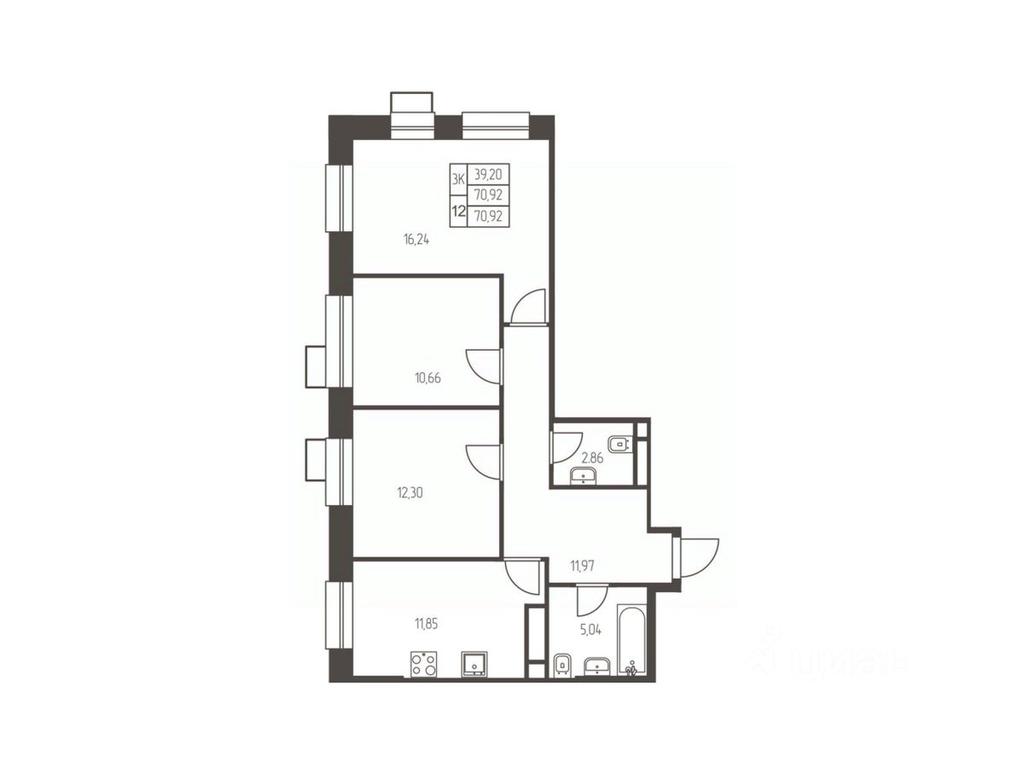 2-BD Apartment Sale, 70.9平方米 at Novaya Ivanteevka, Zavodskaya ulitsa, Ivanteyevka, Pshkinskiy Urban District, Moscow Region, Russia #1
