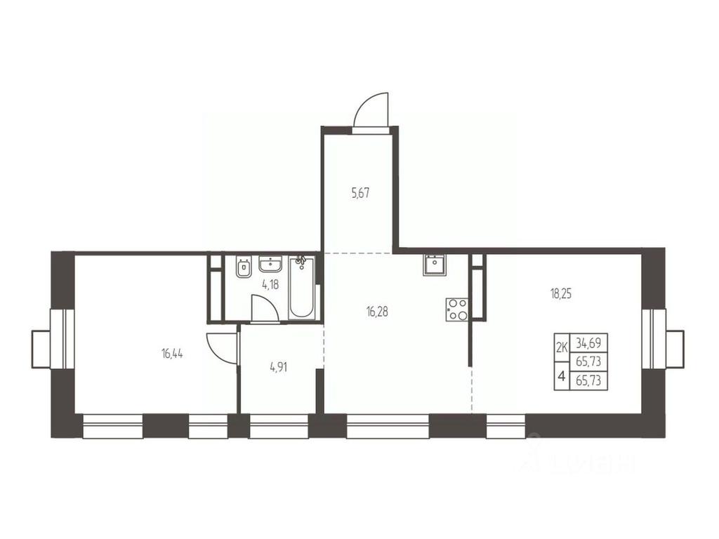 1-BD Apartment Sale, 65.7 sq. m. at Novaya Ivanteevka, Zavodskaya ulitsa, Ivanteyevka, Pshkinskiy Urban District, Moscow Region, Russia #1