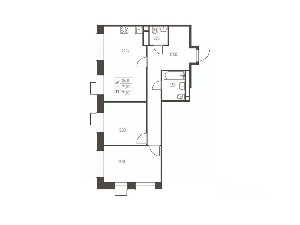 1-BD Apartment Sale, 71平方米 at Novaya Ivanteevka, Zavodskaya ulitsa, Ivanteyevka, Pshkinskiy Urban District, Moscow Region, Russia #1
