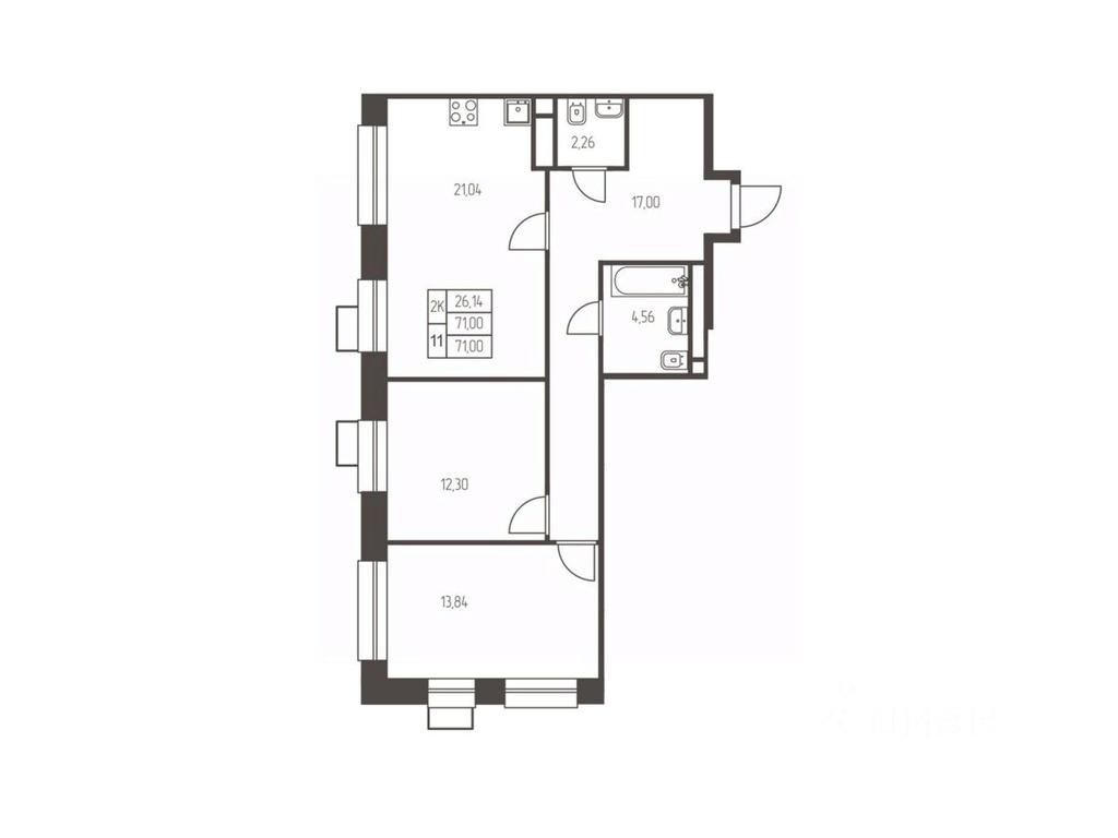 1-BD Apartment Sale, 71平方米 at Novaya Ivanteevka, Zavodskaya ulitsa, Ivanteyevka, Pshkinskiy Urban District, Moscow Region, Russia #1