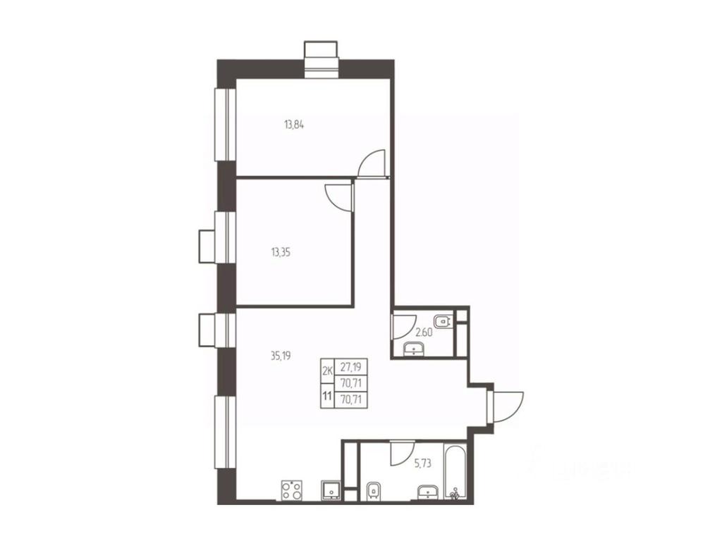 1-BD Apartment Sale, 70.7 sq. m. at Novaya Ivanteevka, Zavodskaya ulitsa, Ivanteyevka, Pshkinskiy Urban District, Moscow Region, Russia #1
