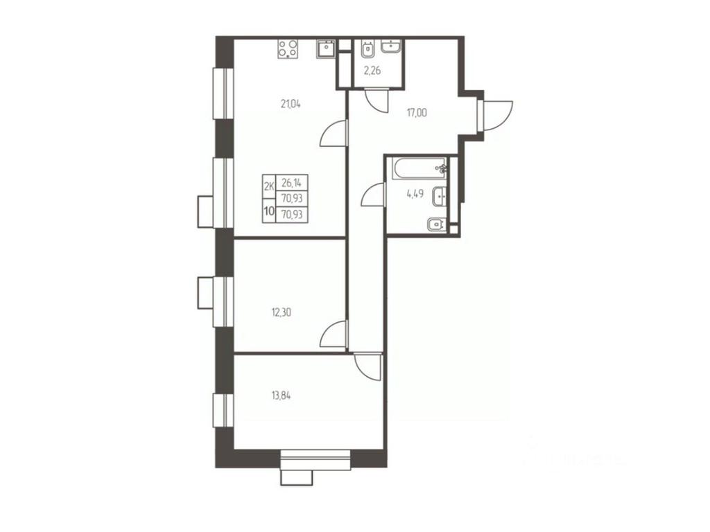 1-BD Apartment Sale, 70.9平方米 at Novaya Ivanteevka, Zavodskaya ulitsa, Ivanteyevka, Pshkinskiy Urban District, Moscow Region, Russia #1