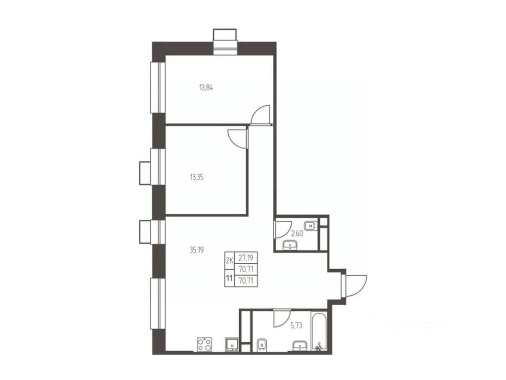 1-BD Apartment Sale, 70.7平方米 at Novaya Ivanteevka, Zavodskaya ulitsa, Ivanteyevka, Pshkinskiy Urban District, Moscow Region, Russia #1