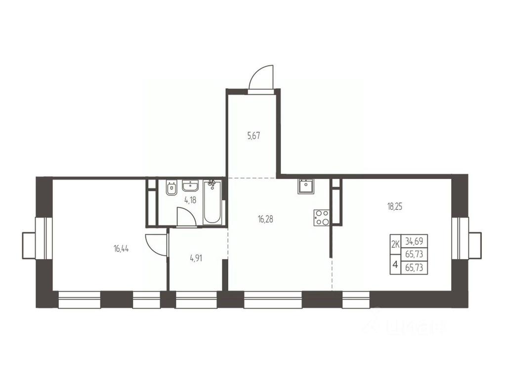 1-BD Apartment Sale, 65.7平方米 at Novaya Ivanteevka, Zavodskaya ulitsa, Ivanteyevka, Pshkinskiy Urban District, Moscow Region, Russia #1
