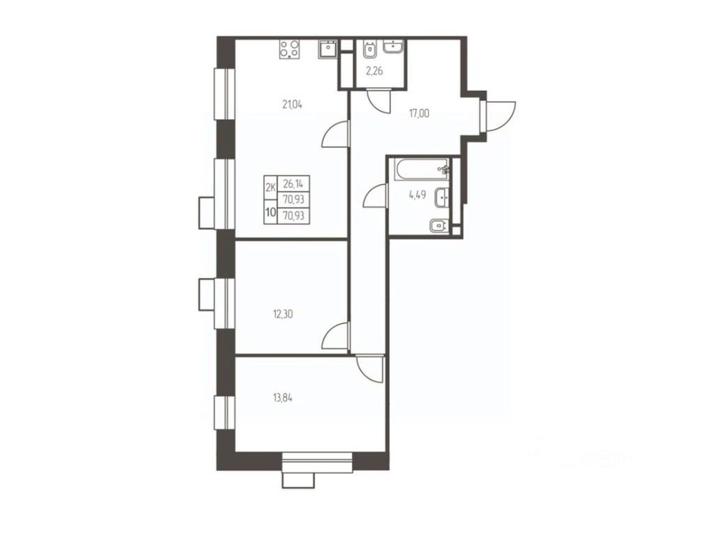 1-BD Apartment Sale, 70.9 sq. m. at Novaya Ivanteevka, Zavodskaya ulitsa, Ivanteyevka, Pshkinskiy Urban District, Moscow Region, Russia #1