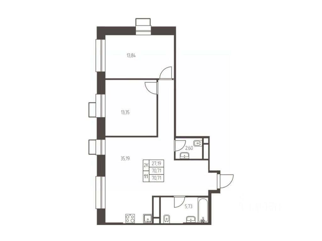1-BD Apartment Sale, 70.7 sq. m. at Novaya Ivanteevka, Zavodskaya ulitsa, Ivanteyevka, Pshkinskiy Urban District, Moscow Region, Russia #1